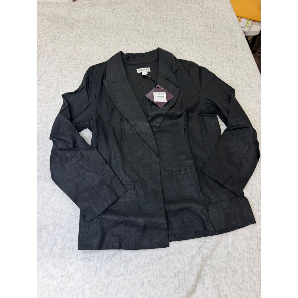 Ava & Viv Womens Ebony Blazer Jacket Open Front Size X NWT 557285 Linen Blend